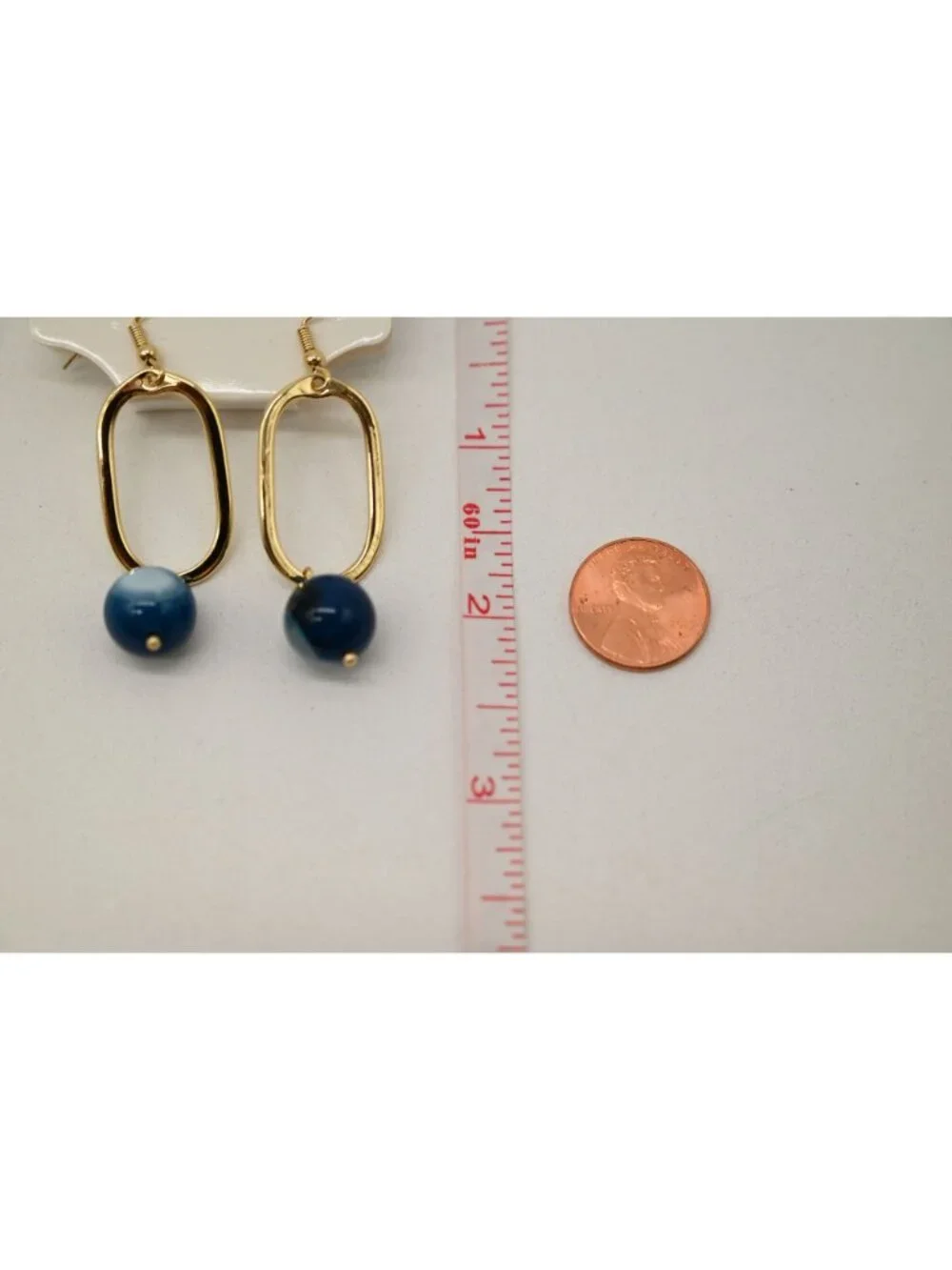 NWT Dylan Jewelry Mila Earrings Deep Blue Gold Tone Dangle Drop Statement Boho